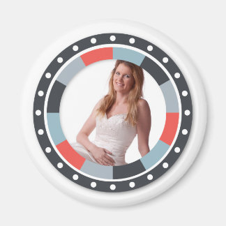 Aimant Funky Circle frame2 - gris et rouge sur blanc