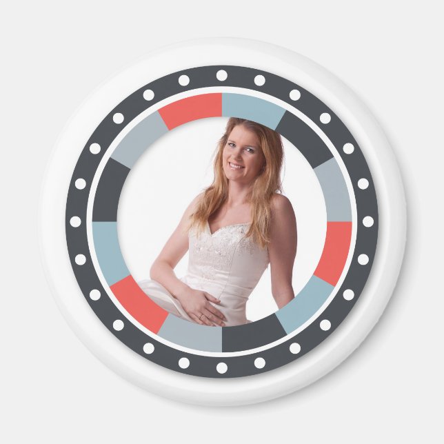 Aimant Funky Circle frame2 - gris et rouge sur blanc (Devant)