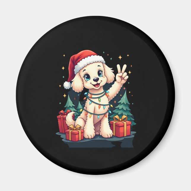 Aimant Funky Peace Poodé Lumières de Noël Femme Me (Devant)