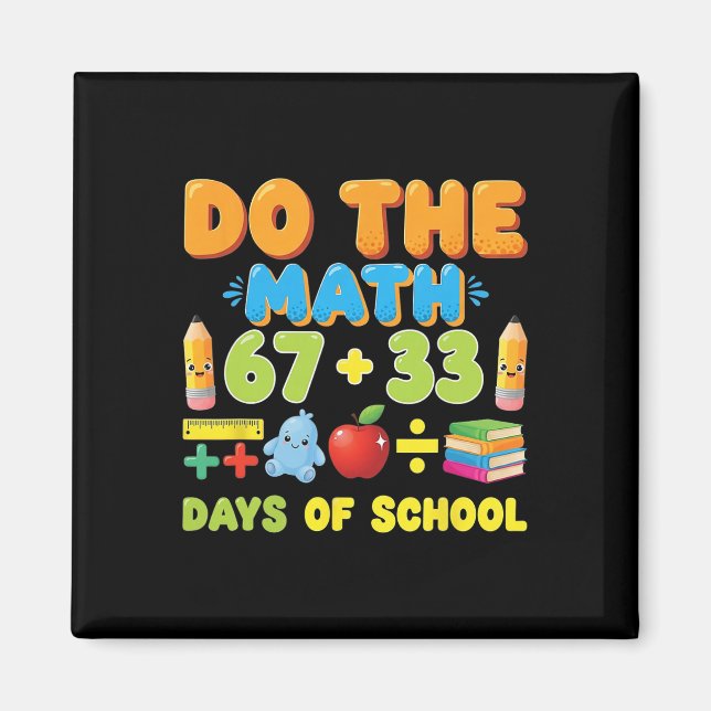 Aimant Funny 100 Days School Math Equation Student Teache (Devant)