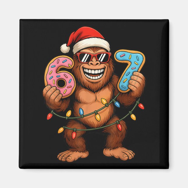 Aimant Funny 67 Meme Christmas Bigfoot For Kids Teens  (Devant)