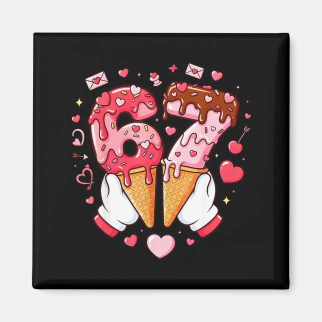 Aimant Funny 67 Meme Six Seven Ice Cream Matching Couples (Devant)