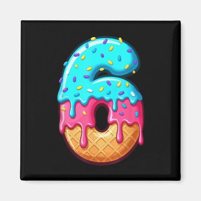 Aimant Funny 67 Number 6 Ice Cream Drip Meme Matching Gro (Devant)