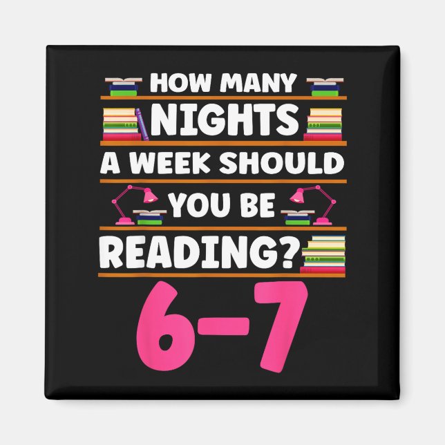 Aimant Funny 6 7 Meme Book Lover Teachers Bookish Men Wom (Devant)