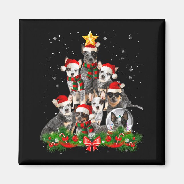 Aimant Funny Australian Cattle Dog Dog Christmas Tree - B (Devant)