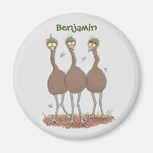 Aimant Funny Australian emu trio cartoon illustration