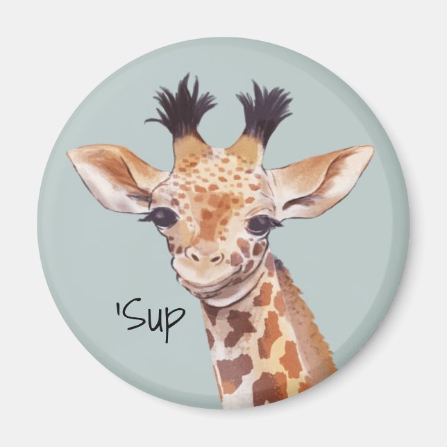 Aimant Funny Baby Giraffe personnalisée (Devant)