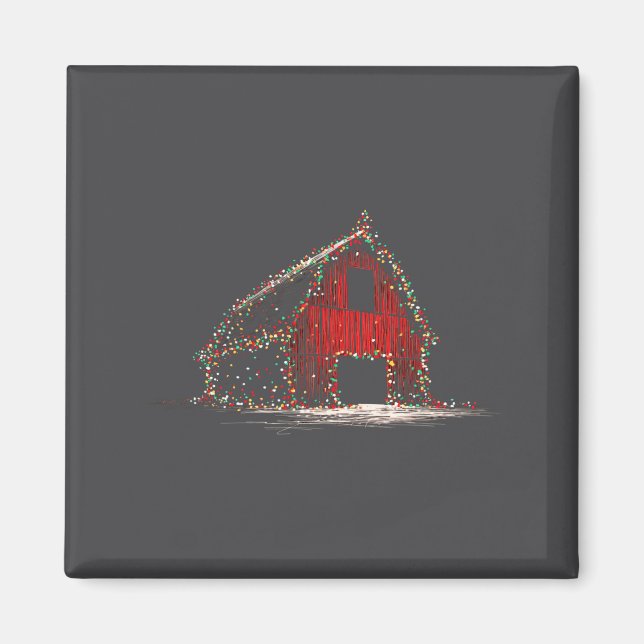 Aimant Funny Barn Christmas Graphics Lights Lover Farm Fa (Devant)