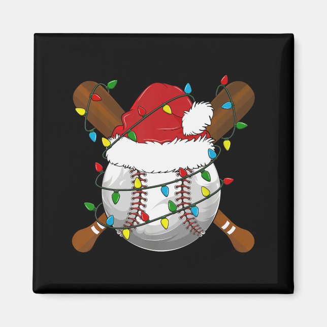 Aimant Funny Baseball Christmas Matching Family Pajamas X (Devant)