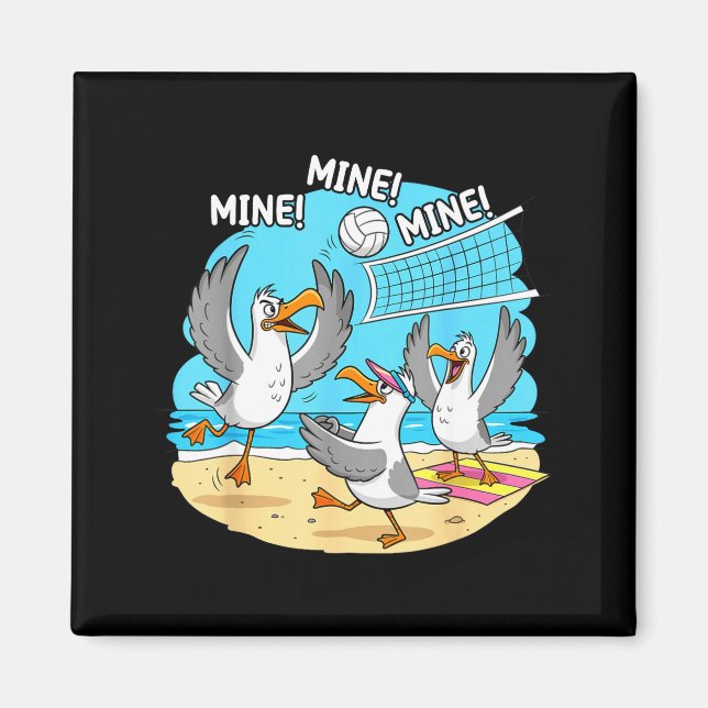 Aimant Funny Bird Playing Volleyball Mine Game Day Vibes  (Devant)