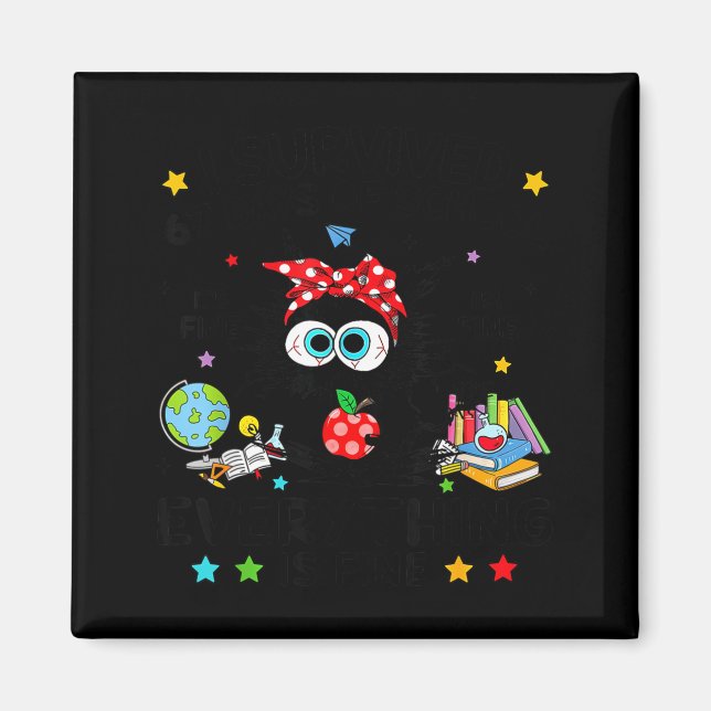 Aimant Funny Black Cat I Survived 67 Days Of School I'm F (Devant)