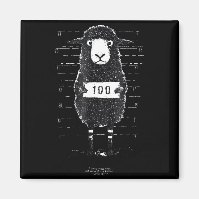 Aimant Funny Black Sheep Mugshot Lost But Found Humor Fun (Devant)