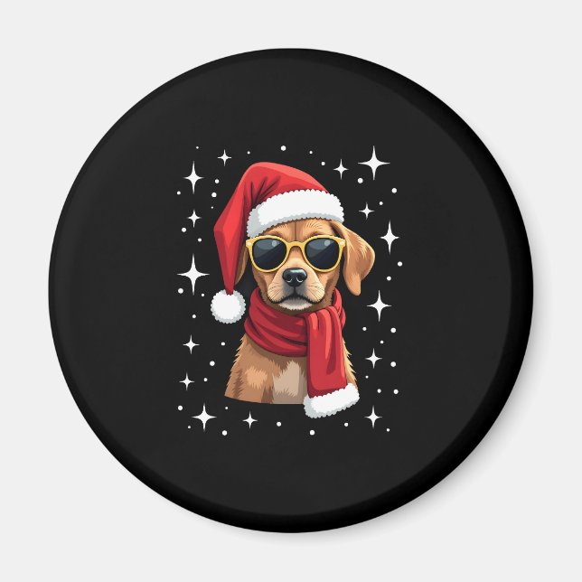 Aimant Funny Boxer Dog Christmas Lights Xmas Outfit Pajam (Devant)