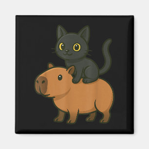 Aimant Funny Capybara Black Chat Amoureux des animaux Mam