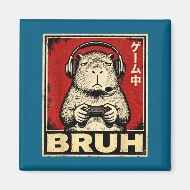 Aimant Funny Capybara Gamer Bruh Graphic Tee Men Boys Tee (Devant)