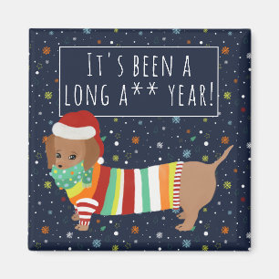 Aimant Funny Cartoon Sausage Dog Long Year Christmas 2021