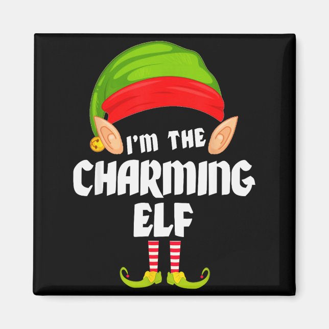 Aimant Funny Charming Elf Matching Family Group Pj Christ (Devant)