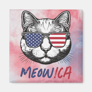 Aimant Funny Chat Meow-ica Patriotique