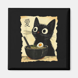 Aimant Funny Chat Ramen Graphic Tee Japonais Kawaii Anime
