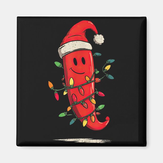 Aimant Funny Chili Pepper Christmas Graphics Lights Lover (Devant)