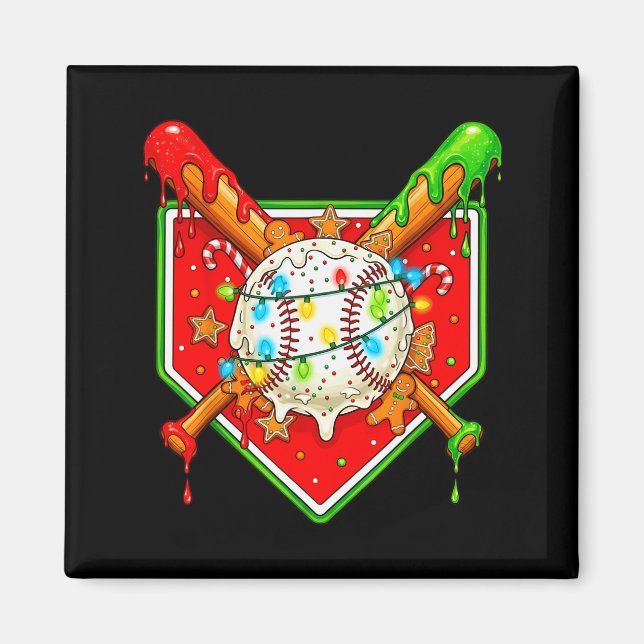 Aimant Funny Christmas Baseball Ice Cream Drip Men Women  (Devant)