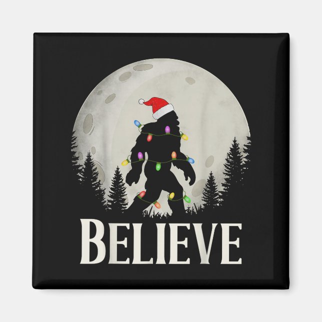 Aimant Funny Christmas Bigfoot Santa Hat Moon Sasquatch K (Devant)