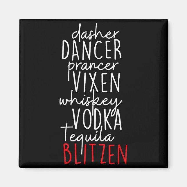 Aimant Funny Christmas Dasher Dancer Prancer Vixen Whiske (Devant)