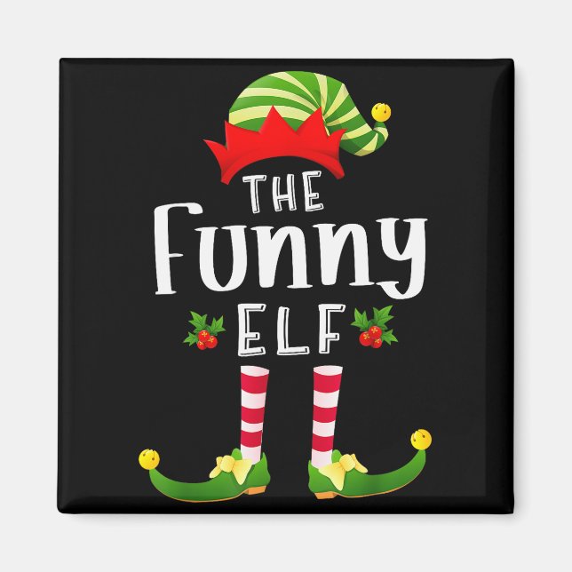 Aimant Funny Christmas Elf Matching Pajama X-mas Party  (Devant)