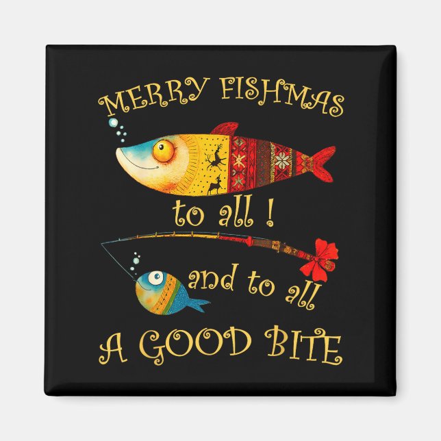 Aimant Funny Christmas Fisherman's Merry Fishmas To All F (Devant)