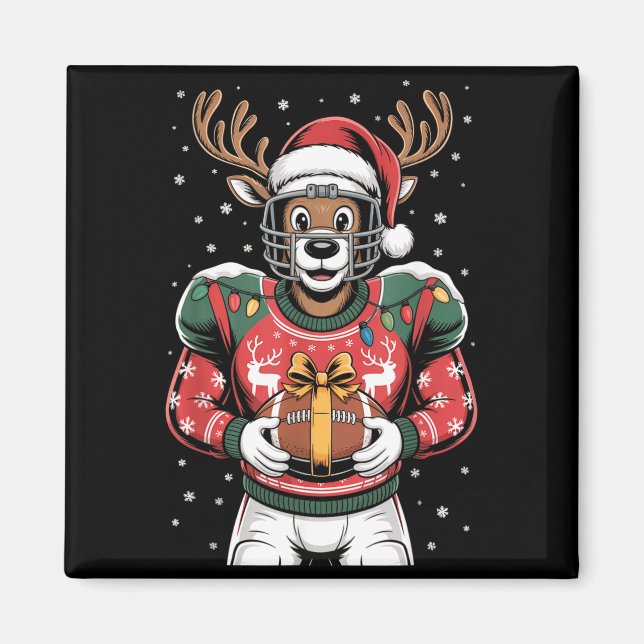 Aimant Funny Christmas Football Reindeer  (Devant)