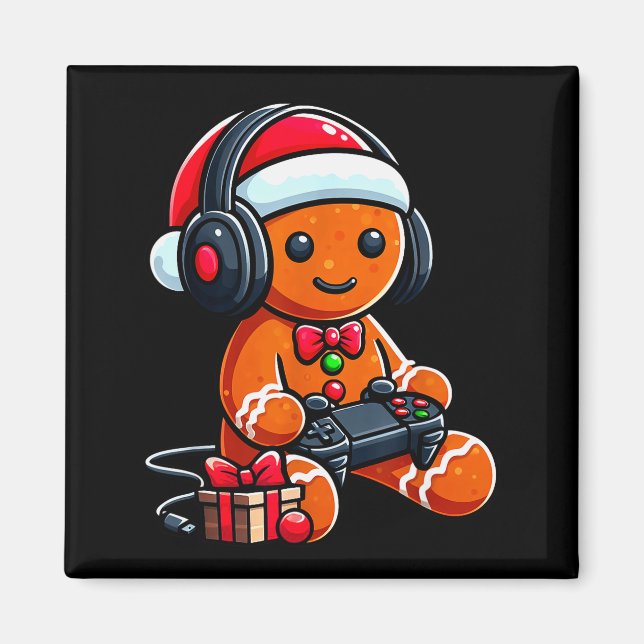Aimant Funny Christmas Gamer Gingerbread Xmas Gaming Men  (Devant)