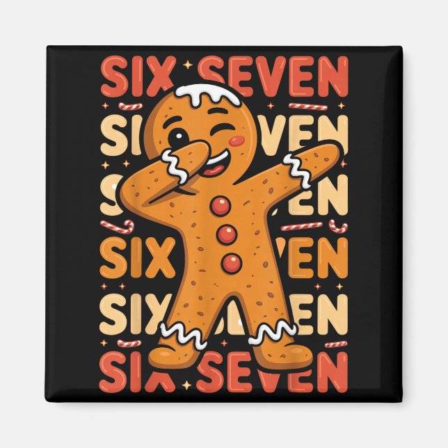 Aimant Funny Christmas Gingerbread Cookie Dab Six Seven 6 (Devant)