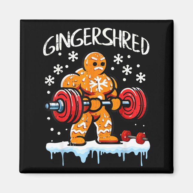 Aimant Funny Christmas Gingerbread Gingershred Gym Bodybu (Devant)