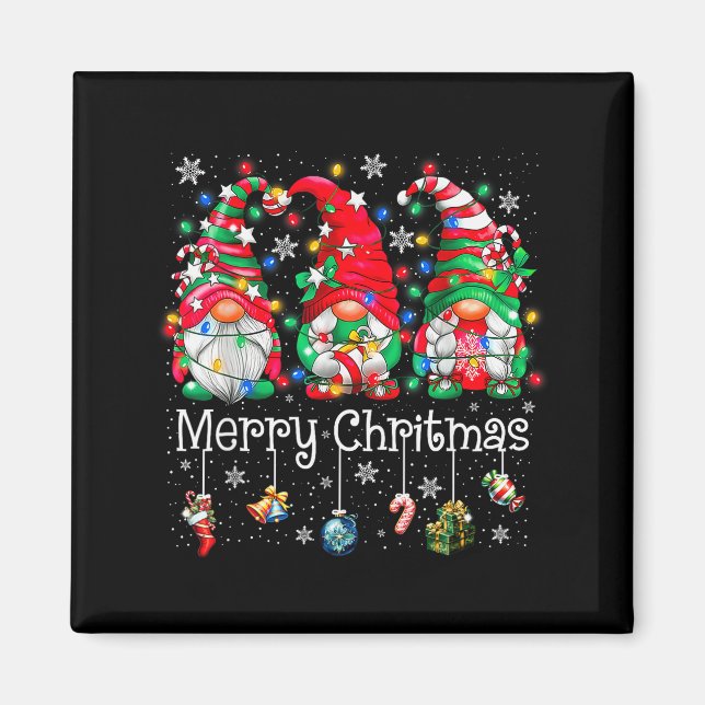 Aimant Funny Christmas Gnome Hanging With My Gnomies Fami (Devant)