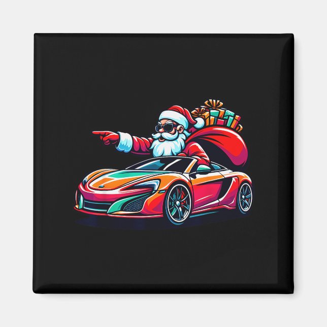 Aimant Funny Christmas Santa Claus Driving Srt Car Xmas P (Devant)