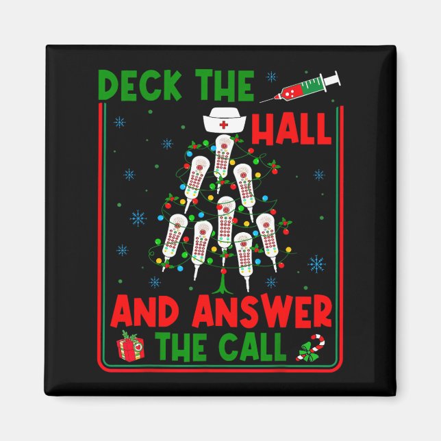 Aimant Funny Cna Deck The Halls Answer The Calls Nurse Ch (Devant)