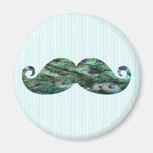 Aimant Funny Colorful Peacock Plumes Moustache