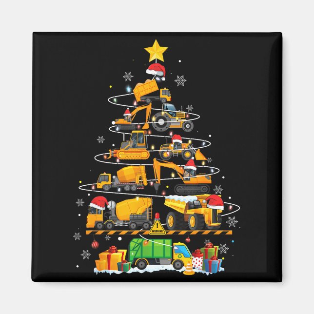 Aimant Funny Construction Excavator Truck Christmas Tree  (Devant)