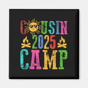 Aimant Funny Cousin Camp 2025 Camping Crew Vacatio d'été