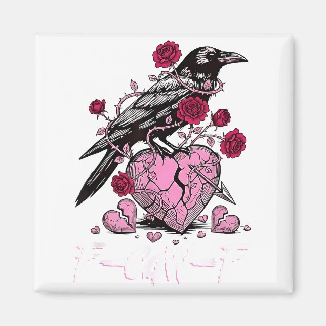 Aimant Funny Crow F-caw-f Valentines Day Black Bird Fcawf (Devant)