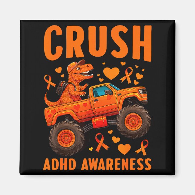 Aimant Funny Crush Adhd Awareness T-rex Monster Truck Kid (Devant)