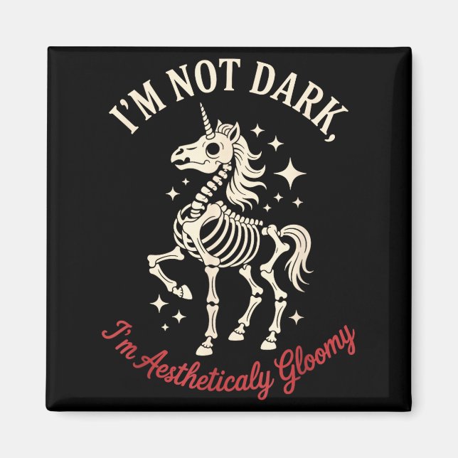 Aimant Funny Cute Creepy Unicorn Skeleton Dark Humor Goth (Devant)