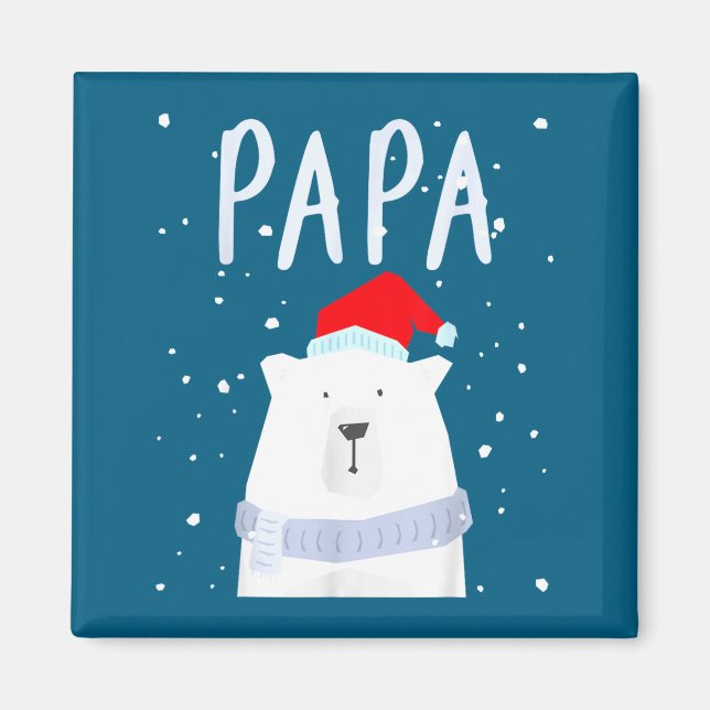 Aimant Funny Dad Bear Christmas Saint Hat Couples Family  (Devant)