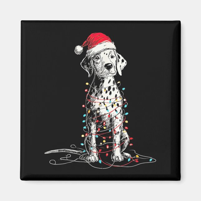 Aimant Funny Dalmatian Christmas Graphics Dog Lights Love (Devant)