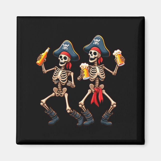 Aimant Funny Dancing Rate Skeletons Beer Drinking Hallowe (Devant)