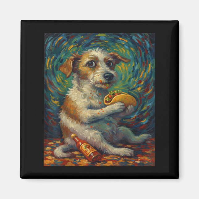 Aimant Funny Dog Eating Taco Graphic Art Design  (Devant)