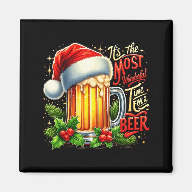 Aimant Funny Drinking Christmas Santa Beer Lovers Trend N (Devant)