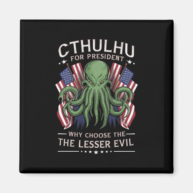 Aimant Funny Elections 2024 Cthulhu pour le président (Devant)