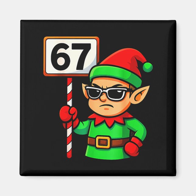 Aimant Funny Elf Six Seven 6 7 Meme Christmas Costume 67  (Devant)