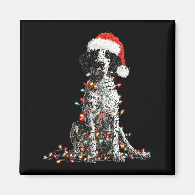 Aimant Funny English Setter Christmas Graphics Dog Lights (Devant)